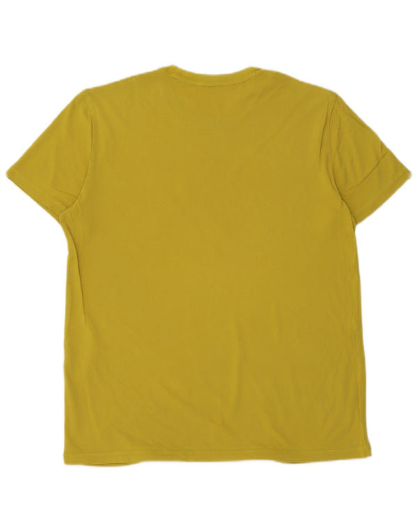 Armani Mens Slim Fit Graphic T-Shirt Top Medium Yellow Cotton