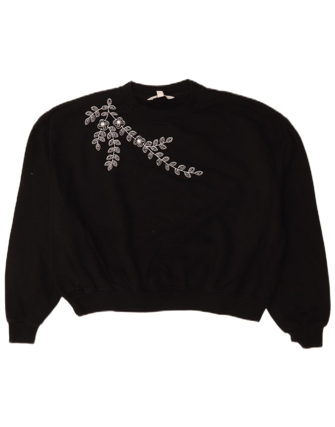 Marks & Spencer Womens Oversized Sweatshirt Jumper UK 10 Small Black Floral