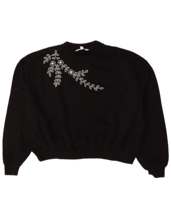 Marks & Spencer Womens Oversized Sweatshirt Jumper UK 10 Small Black Floral