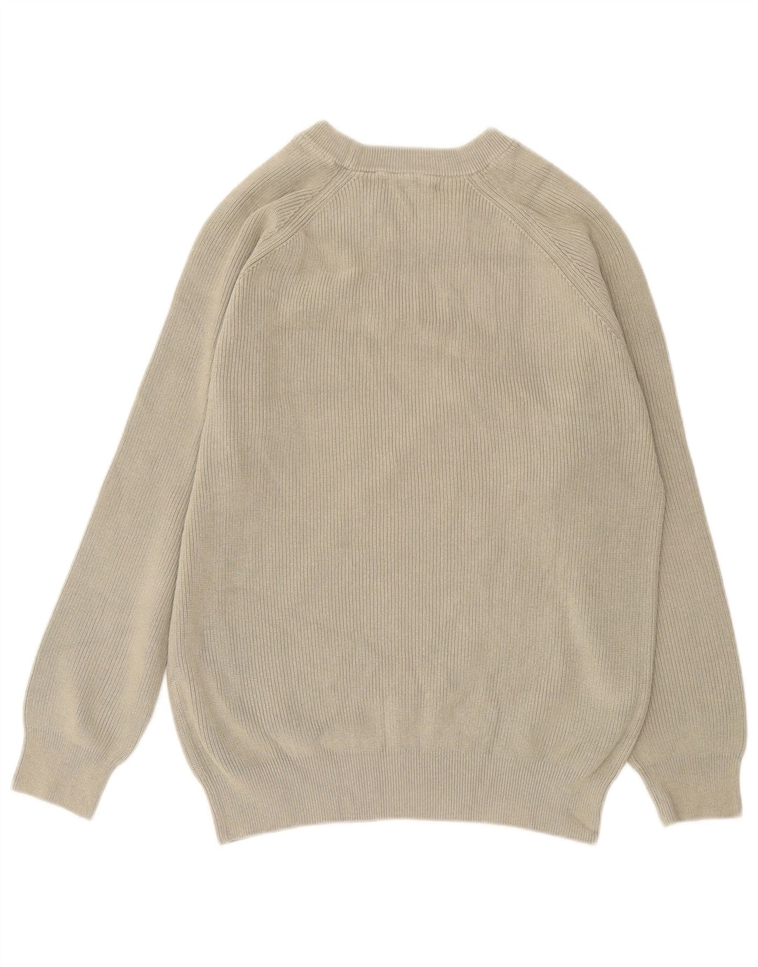 Zara Mens Crew Neck Jumper Sweater Large Khaki Cotton