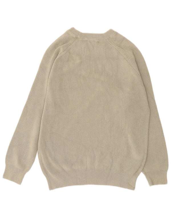 Zara Mens Crew Neck Jumper Sweater Large Khaki Cotton