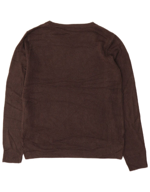 Marks & Spencer Womens Boat Neck Jumper Sweater UK 10 Small Brown Acrylic