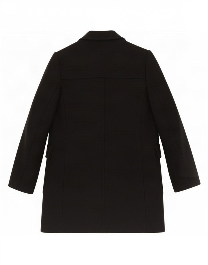Zara Womens Double Breasted Coat UK 6 XS Black Wool