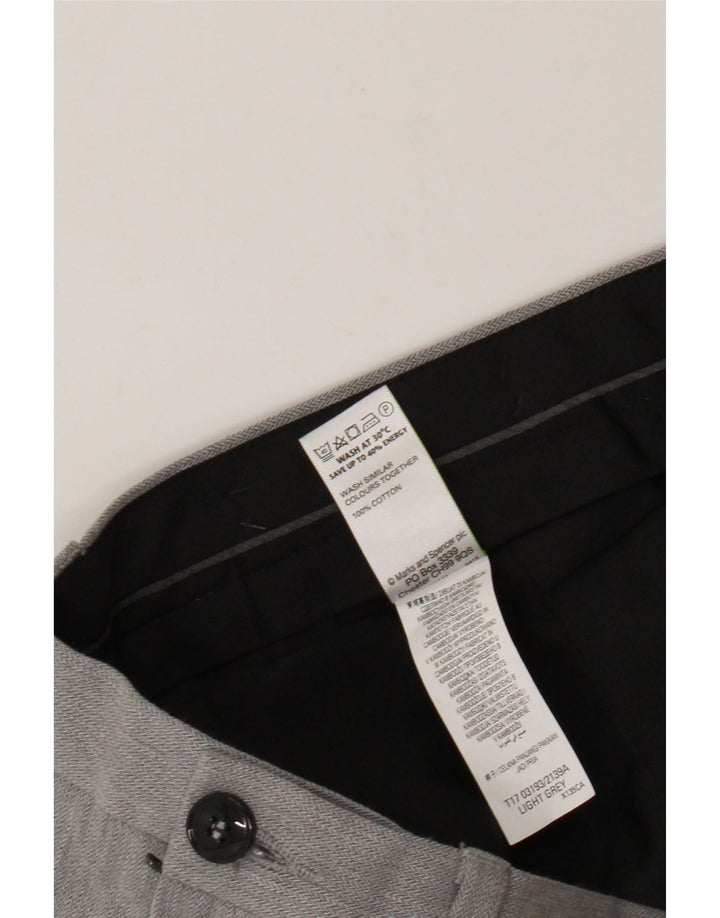 Marks & Spencer Mens Straight Chino Trousers W40 L29 Grey Cotton