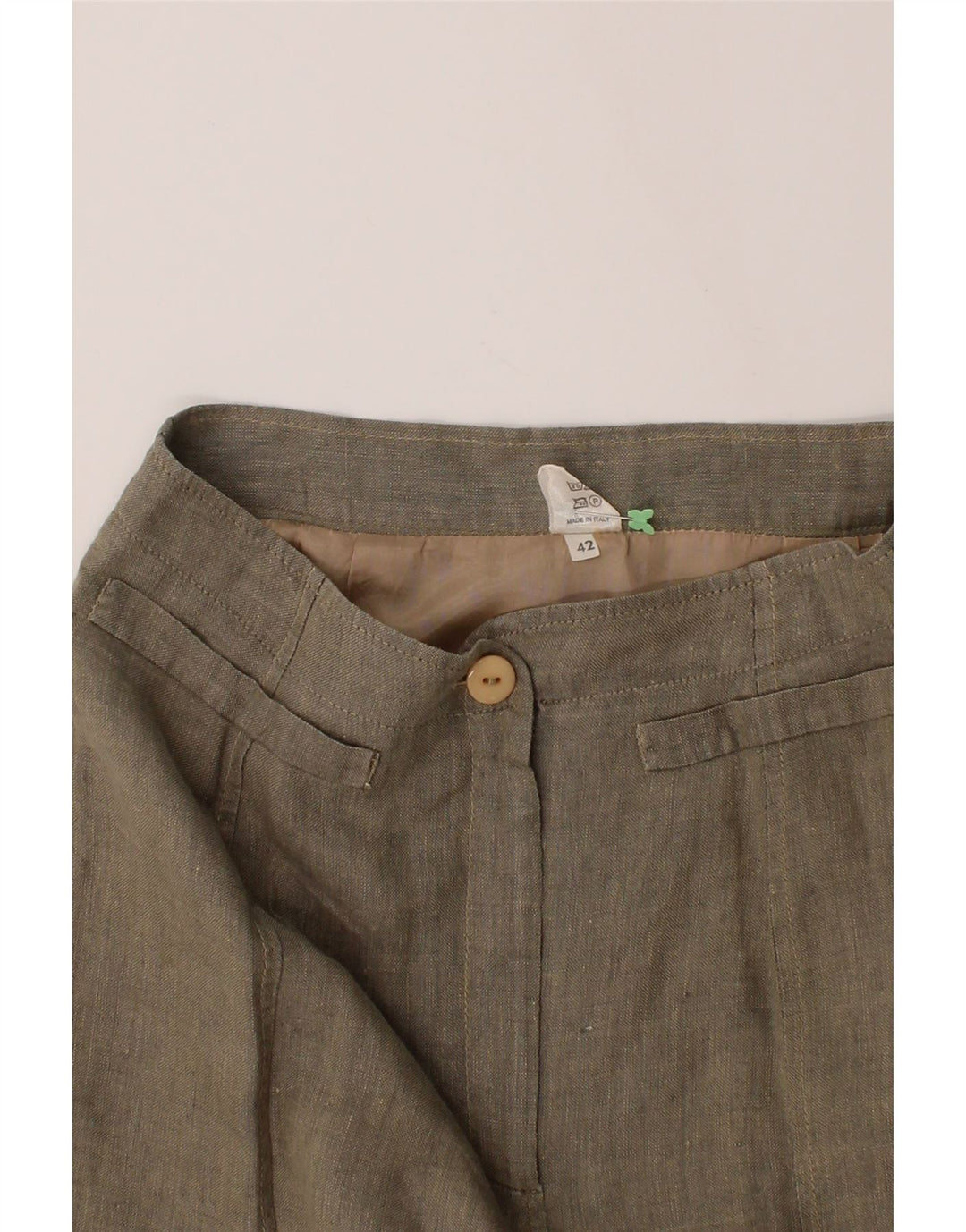 VINTAGE Womens Straight Skirt IT 42 Medium W28  Beige Linen Vintage Vintage and Second-Hand Vintage from Messina Hembry 
