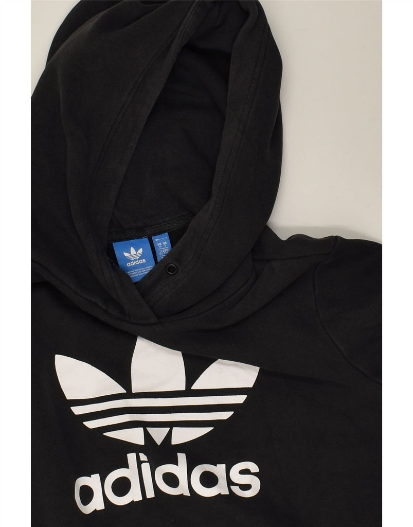 ADIDAS Womens Graphic Hoodie Jumper UK 10 Small Black Cotton | Vintage Adidas | Thrift | Second-Hand Adidas | Used Clothing | Messina Hembry 