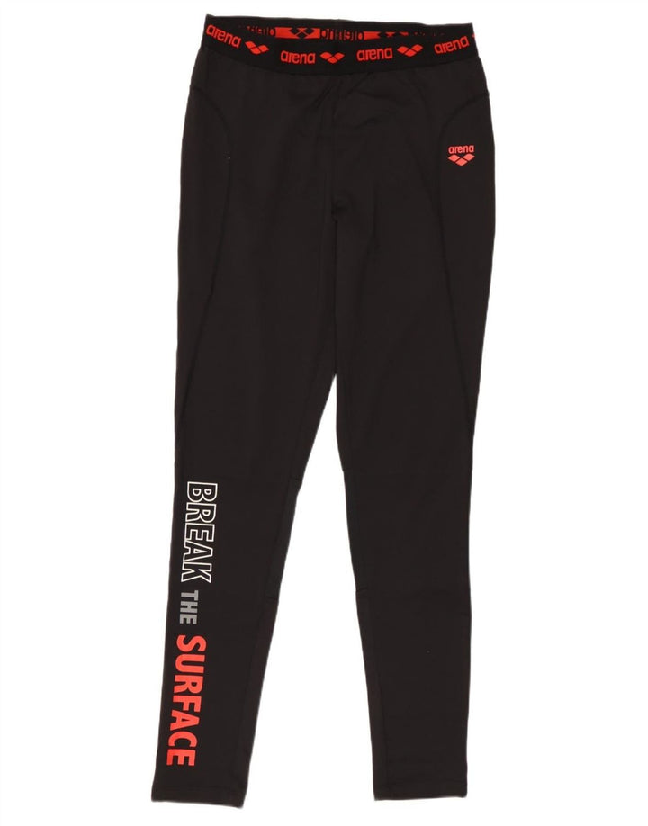 Arena Womens Graphic Leggings UK 12 Medium Black Polyester