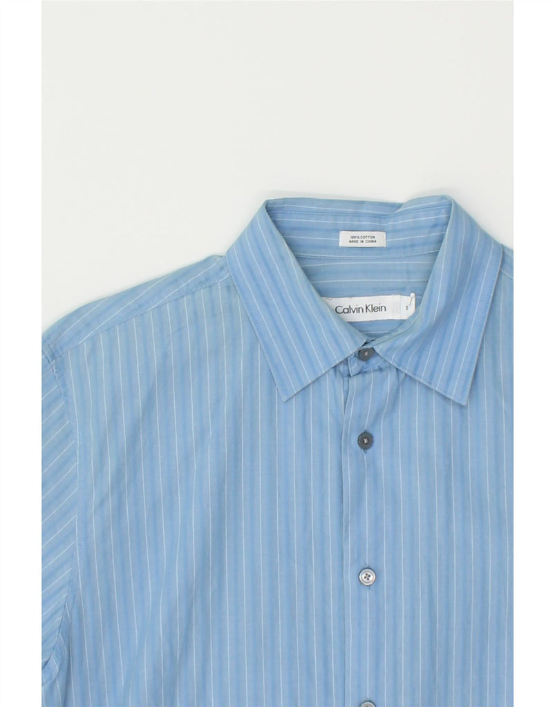 CALVIN KLEIN Mens Short Sleeve Shirt Small Blue Striped Cotton | Vintage Calvin Klein | Thrift | Second-Hand Calvin Klein | Used Clothing | Messina Hembry 