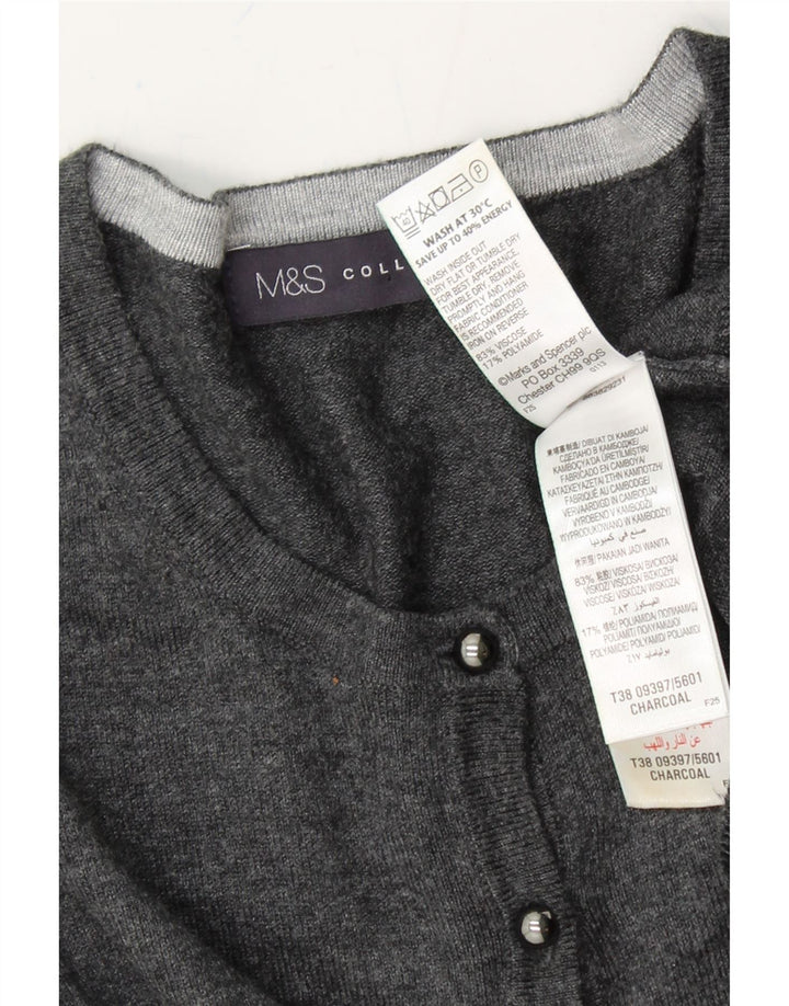MARKS & SPENCER Womens Cardigan Sweater UK 12 Medium Grey Viscose Vintage Marks & Spencer and Second-Hand Marks & Spencer from Messina Hembry 