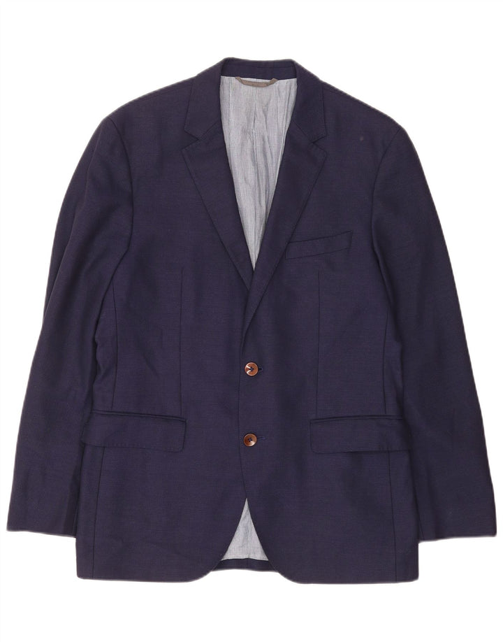 Hugo Boss Mens 2 Button Blazer Jacket EU 48 Medium Navy Blue Virgin Wool