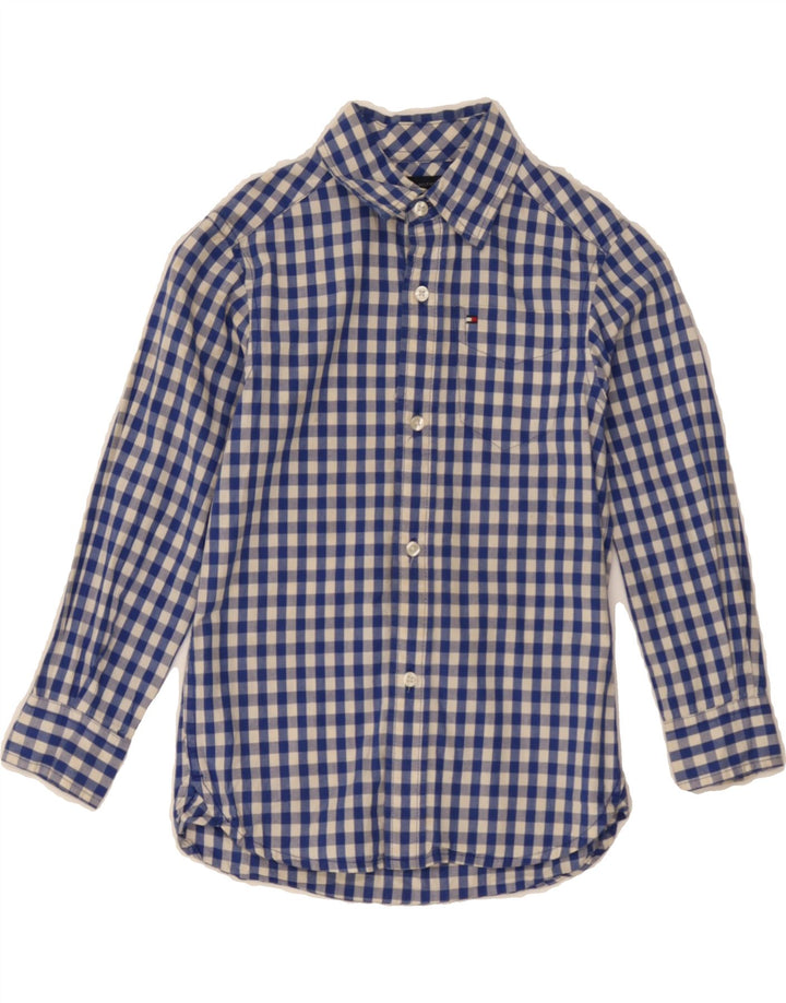 TOMMY HILFIGER Boys Shirt 4-5 Years XS  Blue Gingham Cotton Vintage Tommy Hilfiger and Second-Hand Tommy Hilfiger from Messina Hembry 