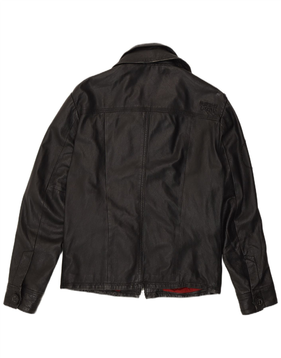 Superdry Mens Military Leather Jacket UK 38 Medium Black Leather