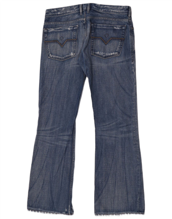Diesel Mens Distressed Bootcut Jeans W32 L33 Blue Cotton