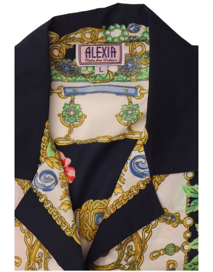 Alexia Womens Short Sleeve Shirt Blouse UK 16 Large Navy Blue Floral