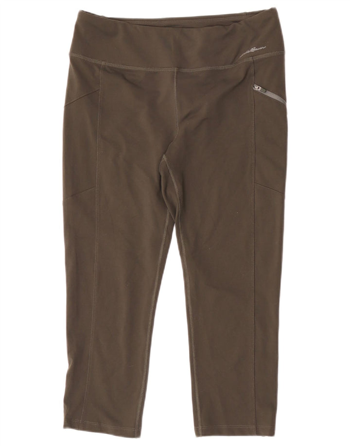 Eddie Bauer Womens Capri Leggings UK 12 Medium Green Polyester