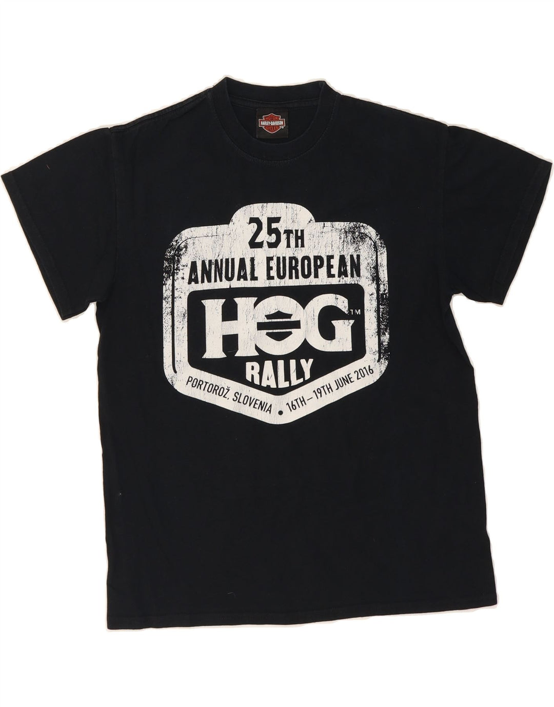 HARLEY DAVIDSON Mens Graphic T-Shirt Top Small Black Cotton Vintage Harley Davidson and Second-Hand Harley Davidson from Messina Hembry 