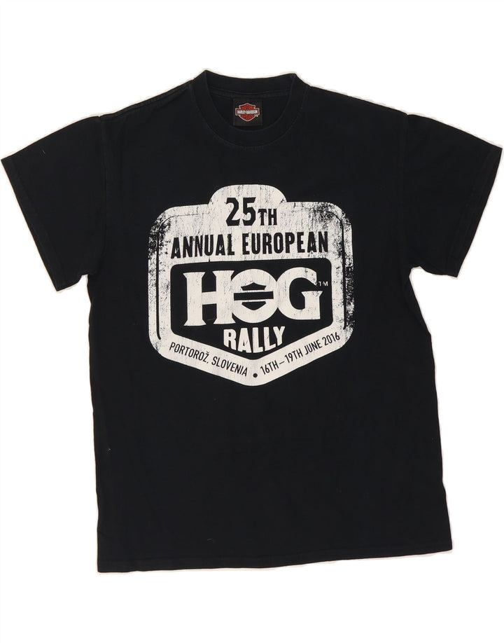 HARLEY DAVIDSON Mens Graphic T-Shirt Top Small Black Cotton Vintage Harley Davidson and Second-Hand Harley Davidson from Messina Hembry 