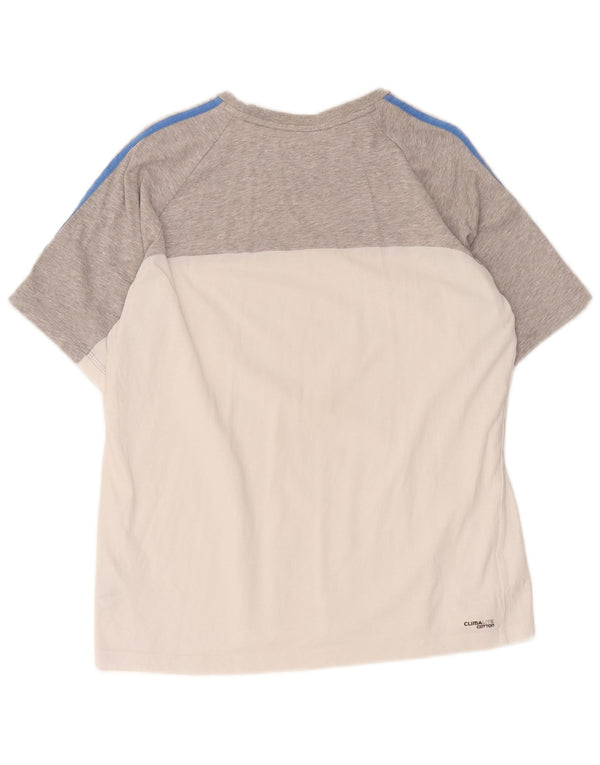 Adidas Womens Regular T-Shirt Top Large Grey Colourblock Cotton