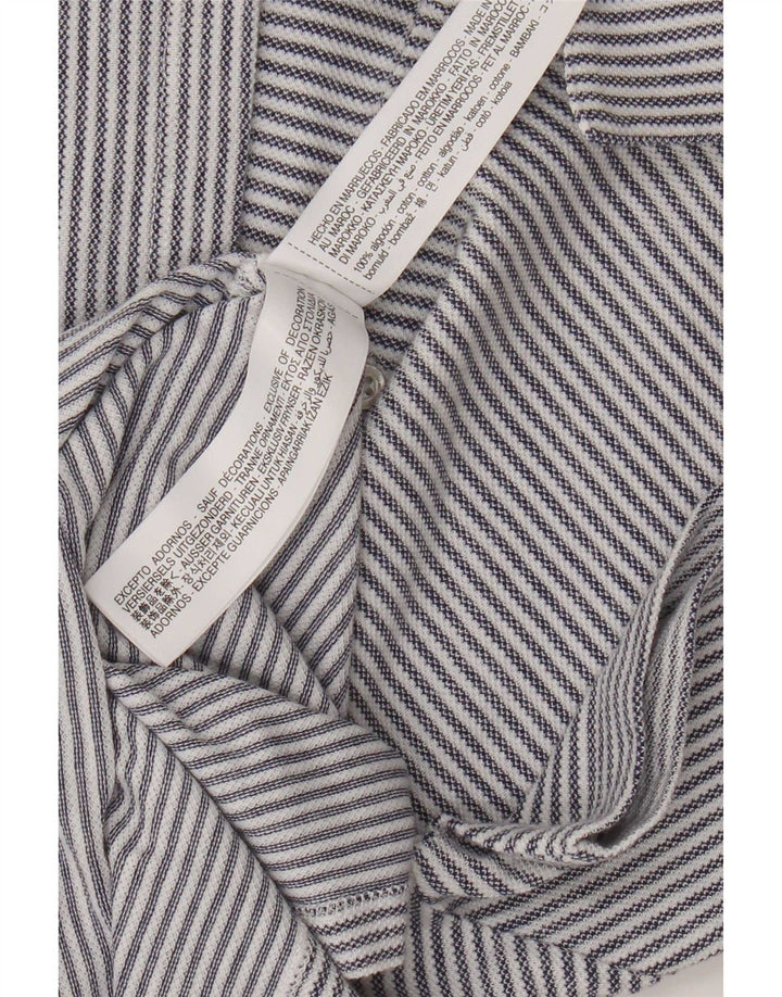 Massimo Dutti Mens Polo Shirt Medium Blue Pinstripe Cotton