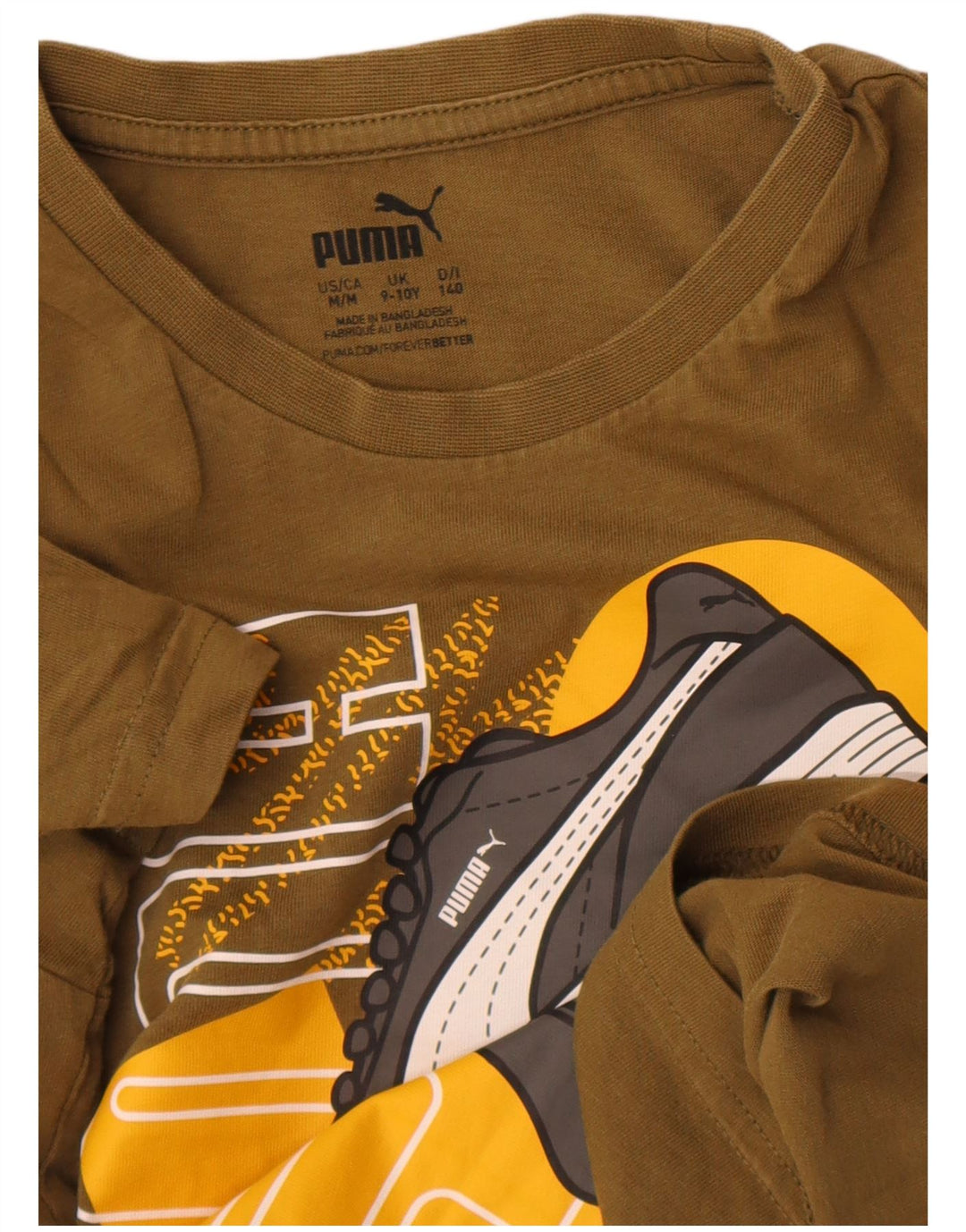 Puma Boys Graphic T-Shirt Top 9-10 Years Khaki
