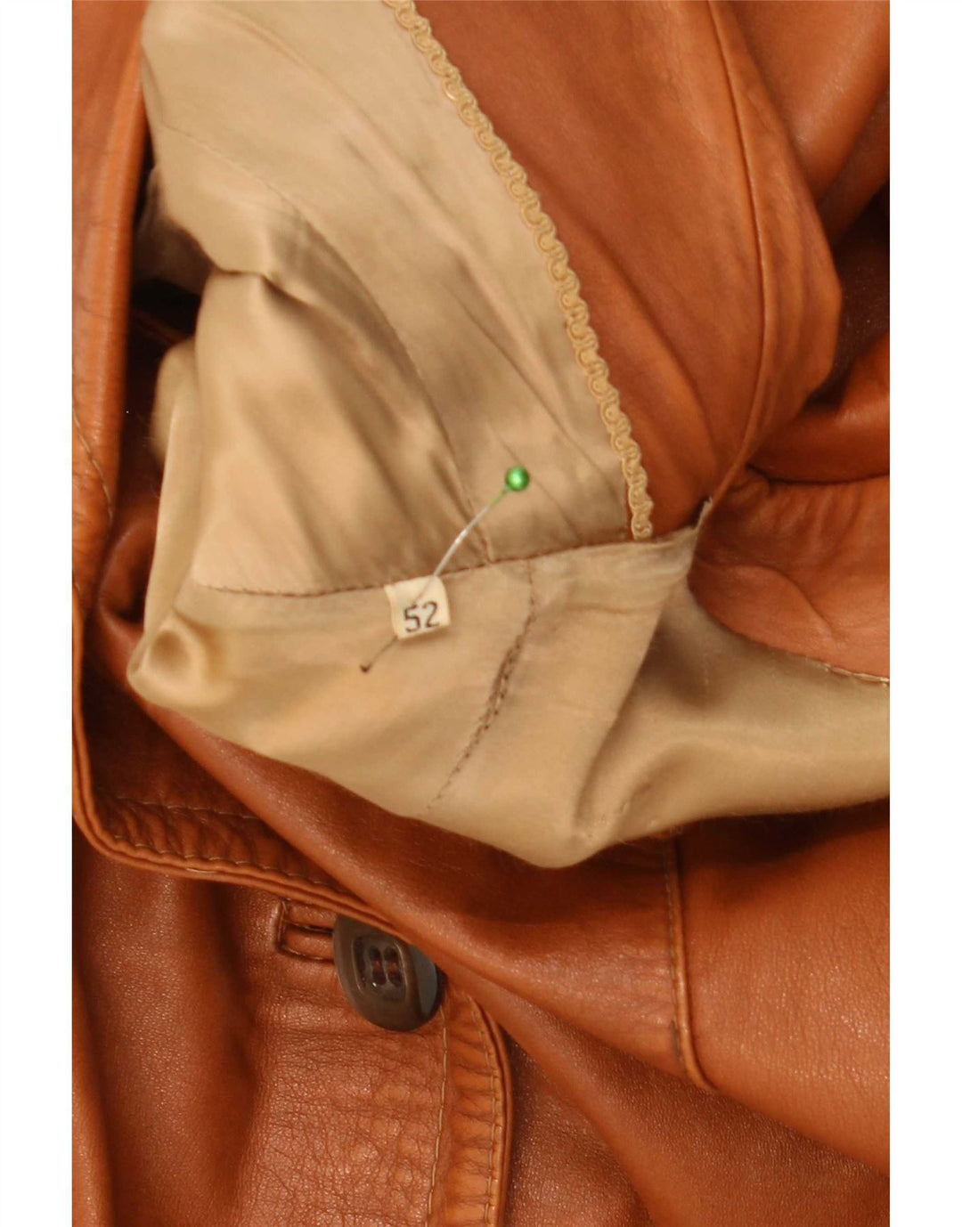 Vintage Womens Leather Coat IT 52 2XL Brown