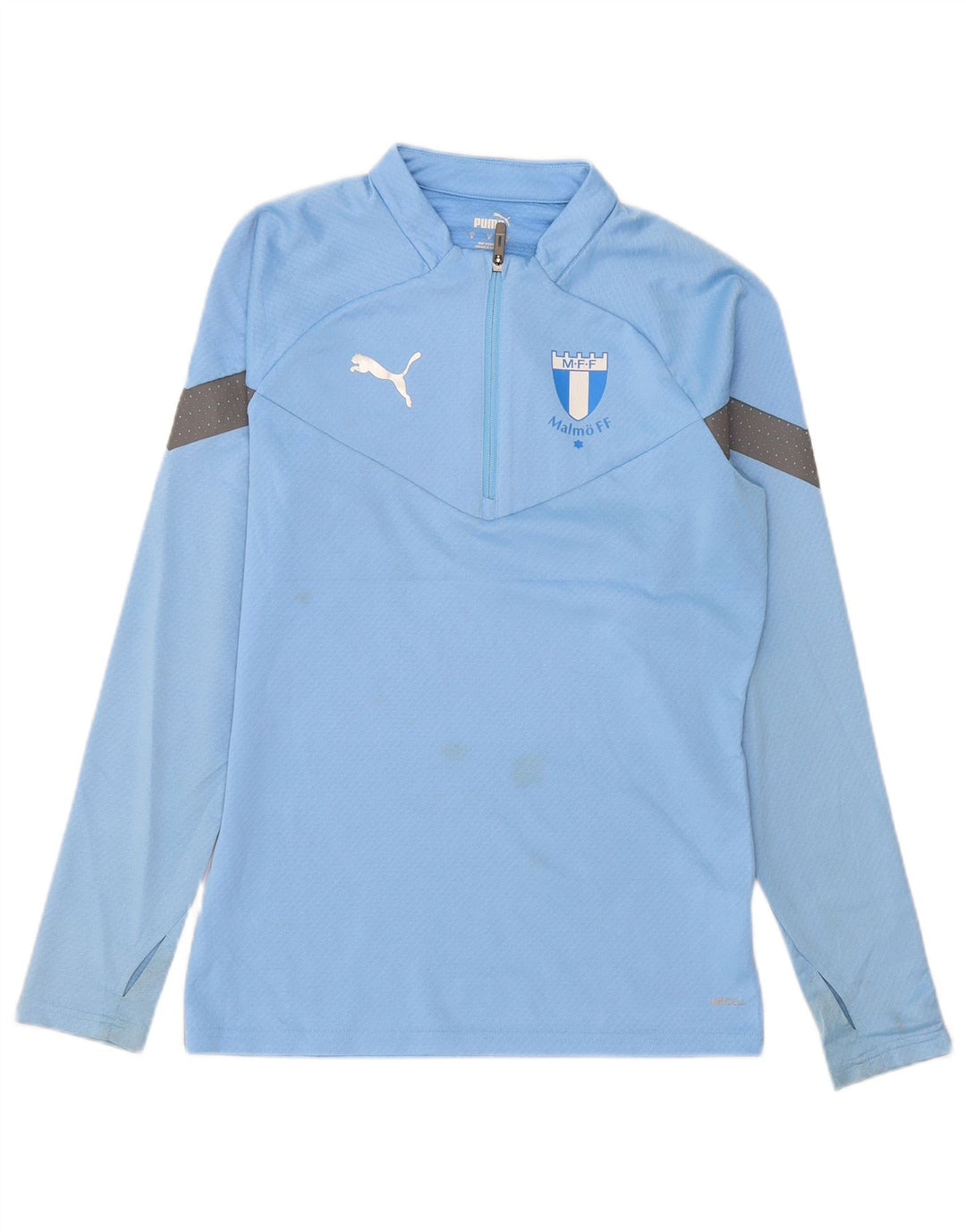 Puma Mens Zip Neck Pullover Tracksuit Top Small Blue Colourblock Polyester