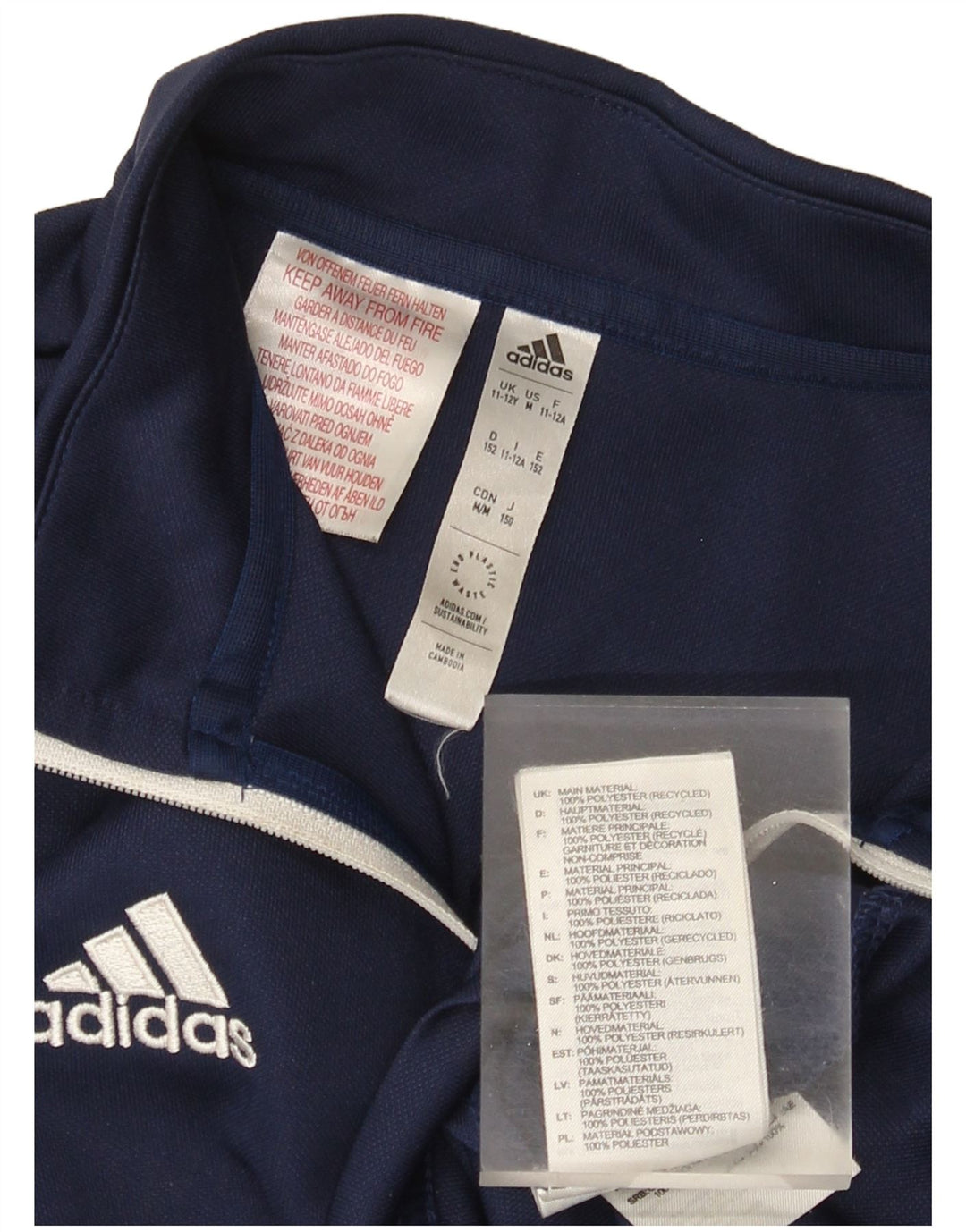 Adidas Boys Aeroready Zip Neck Pullover Tracksuit Top 11-12 Years Navy Blue