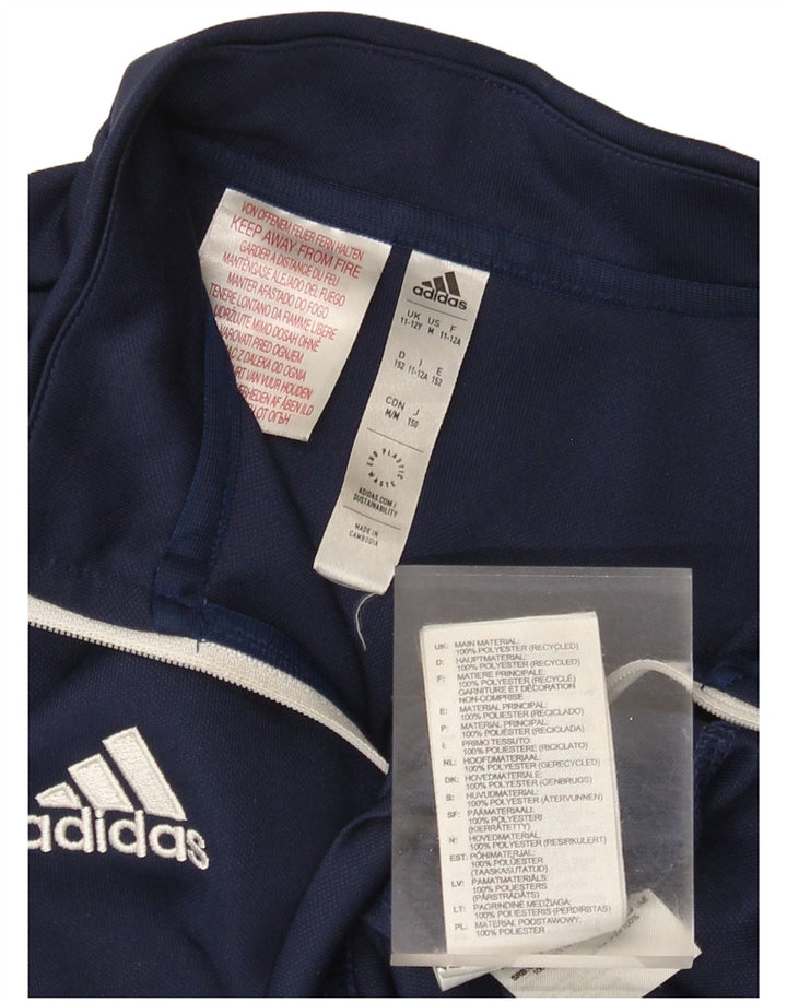 Adidas Boys Aeroready Zip Neck Pullover Tracksuit Top 11-12 Years Navy Blue