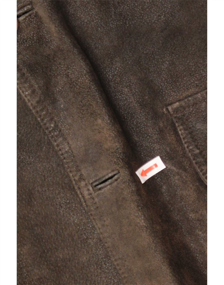 Vintage Mens 3 Button Leather Blazer Jacket IT 52 XL Brown