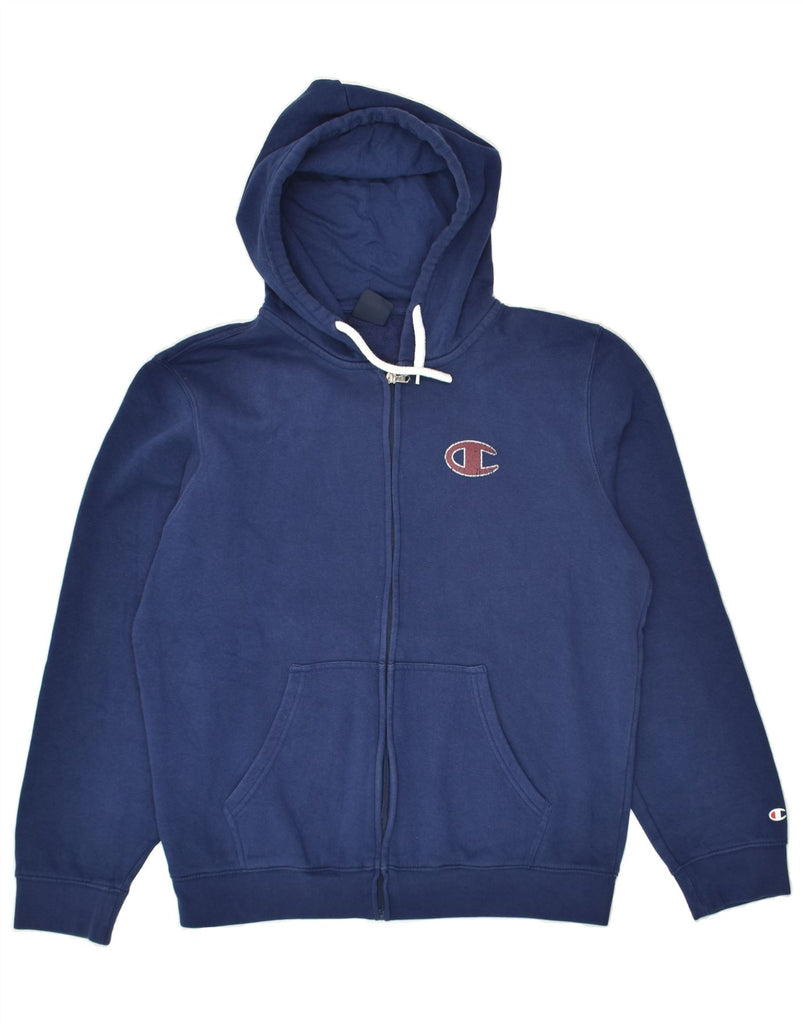 CHAMPION Mens Zip Hoodie Sweater Large Navy Blue Cotton | Vintage Champion | Thrift | Second-Hand Champion | Used Clothing | Messina Hembry 