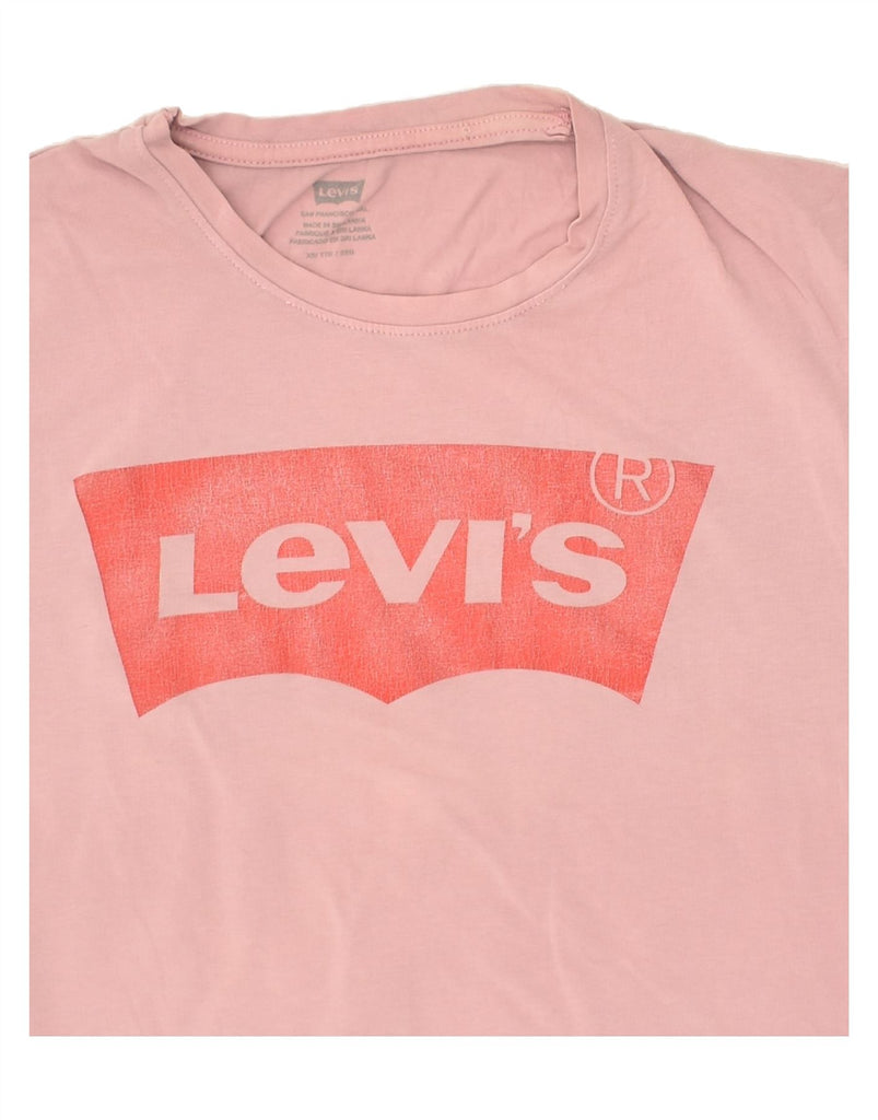 LEVI'S Womens Graphic T-Shirt Top UK 6 XS Pink Cotton | Vintage Levi's | Thrift | Second-Hand Levi's | Used Clothing | Messina Hembry 