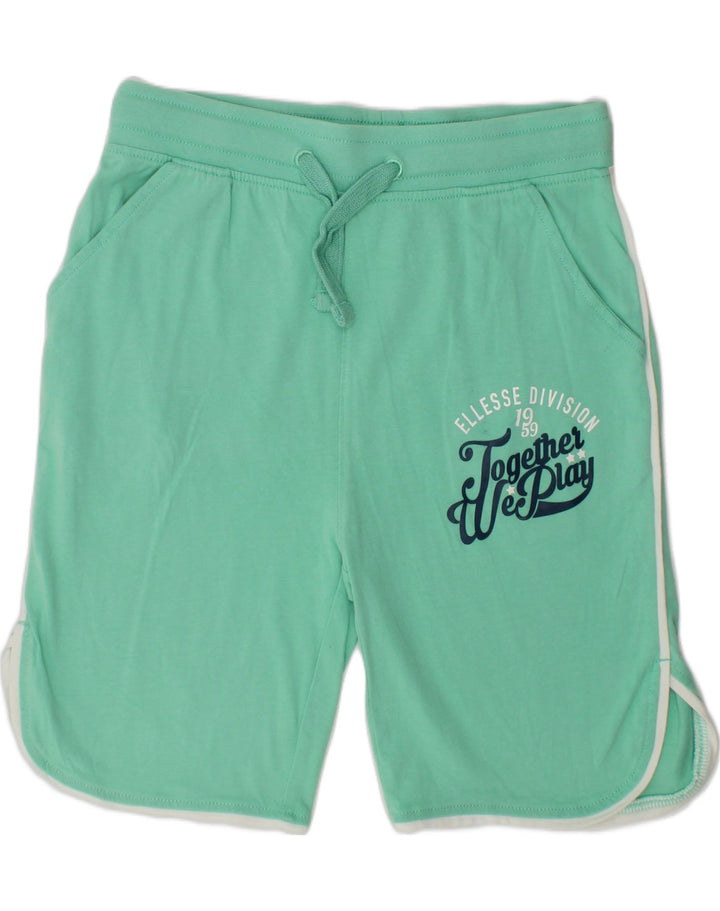 ELLESSE Boys Graphic Sport Shorts 9-10 Years Green Cotton | Vintage Ellesse | Thrift | Second-Hand Ellesse | Used Clothing | Messina Hembry 