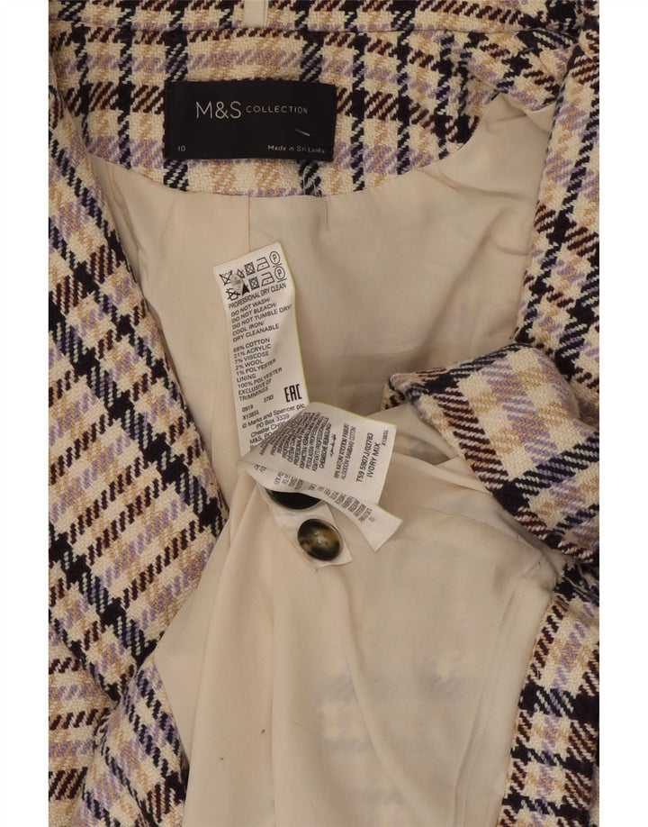 Marks & Spencer Womens Blazer Jacket UK 10 Small Multicoloured Check