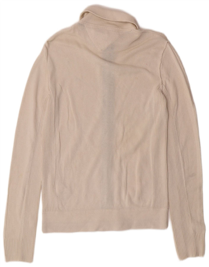 Tommy Hilfiger Mens Cardigan Sweater Small Off White Cotton