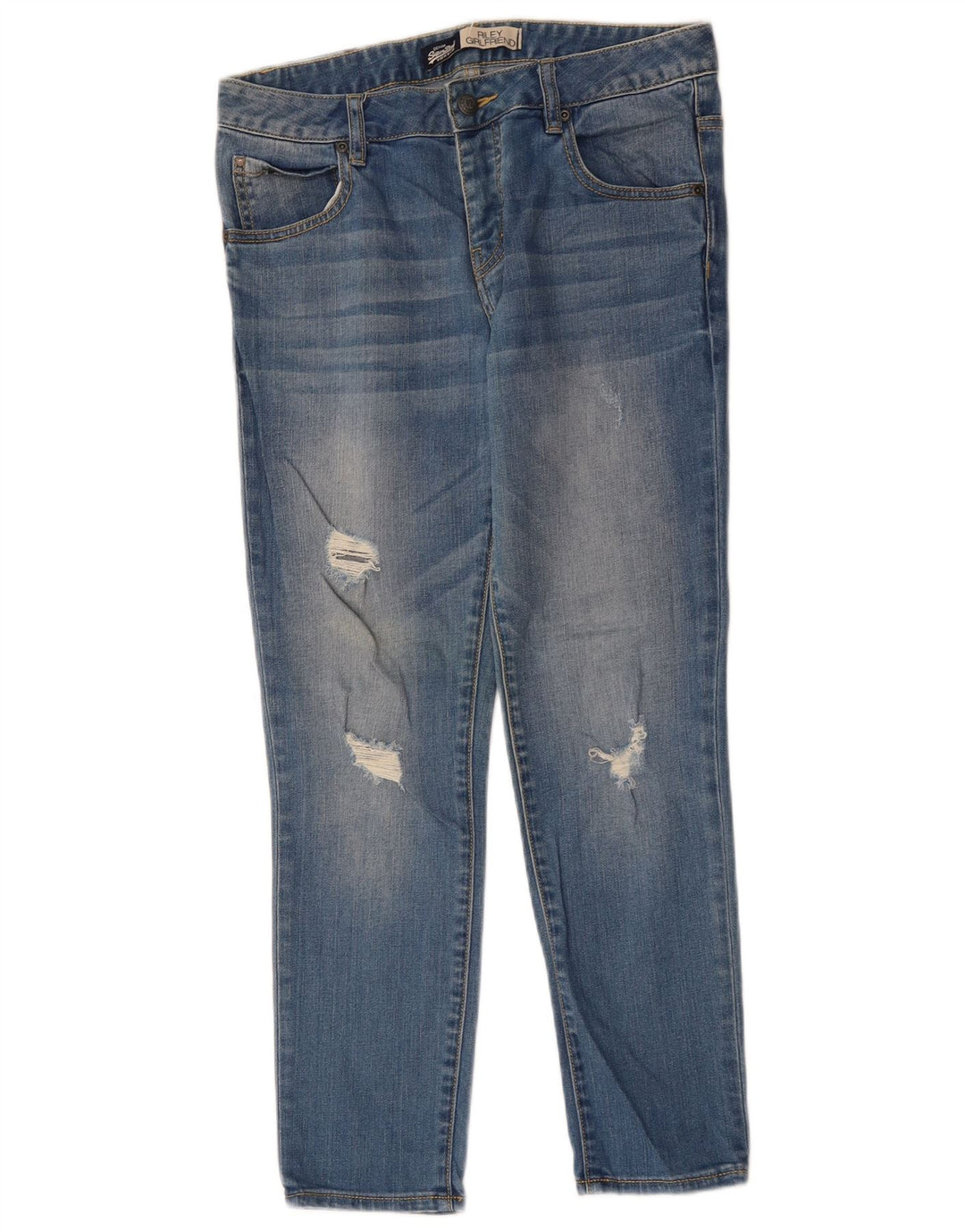 Superdry Womens Riley Distressed Slim Jeans  W28 L26 Blue Cotton