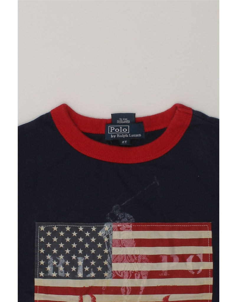 POLO RALPH LAUREN Boys Graphic T-Shirt Top 3-4 Years Navy Blue Cotton | Vintage Polo Ralph Lauren | Thrift | Second-Hand Polo Ralph Lauren | Used Clothing | Messina Hembry 