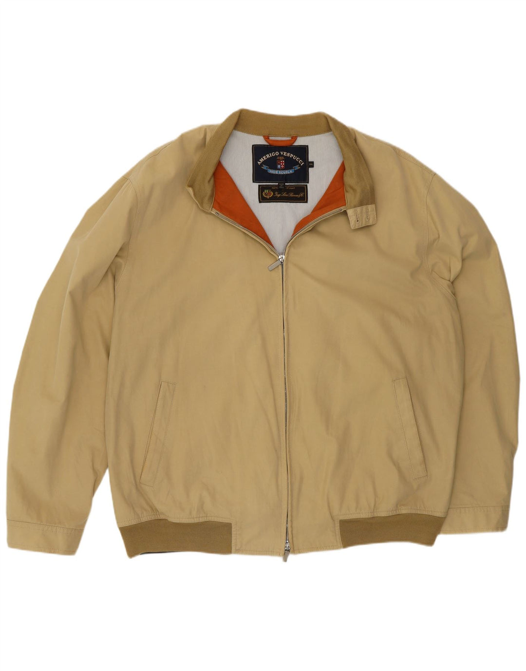 Amerigo Vespucci Mens Bomber Jacket UK 44 2XL Beige Polyester