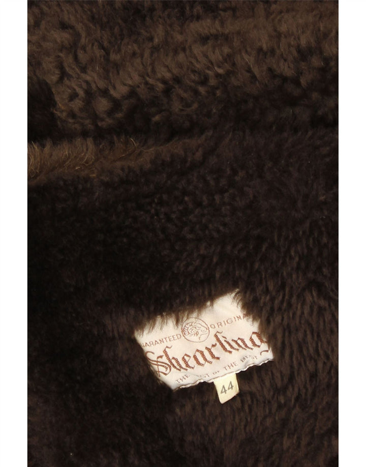 Vintage Womens Loose Fit Shearling Coat IT 44 Medium Brown Shearling Winter