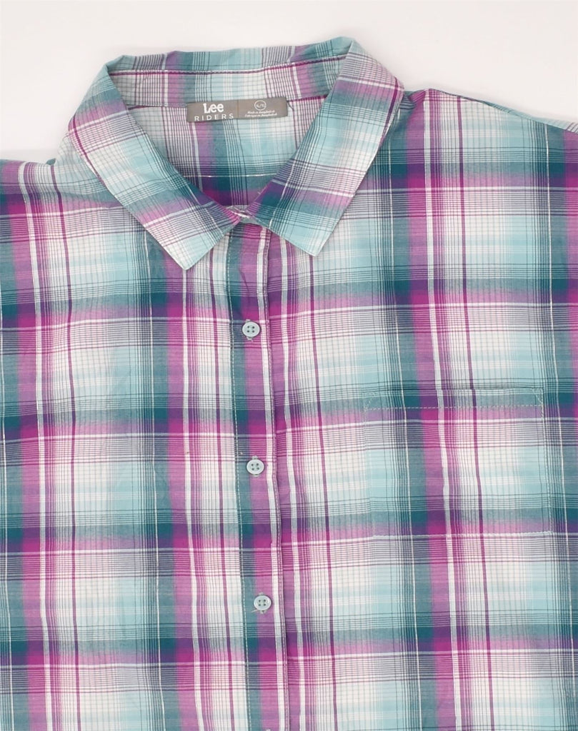 LEE Womens Short Sleeve Shirt UK 18 XL Multicoloured Check Polyester | Vintage Lee | Thrift | Second-Hand Lee | Used Clothing | Messina Hembry 