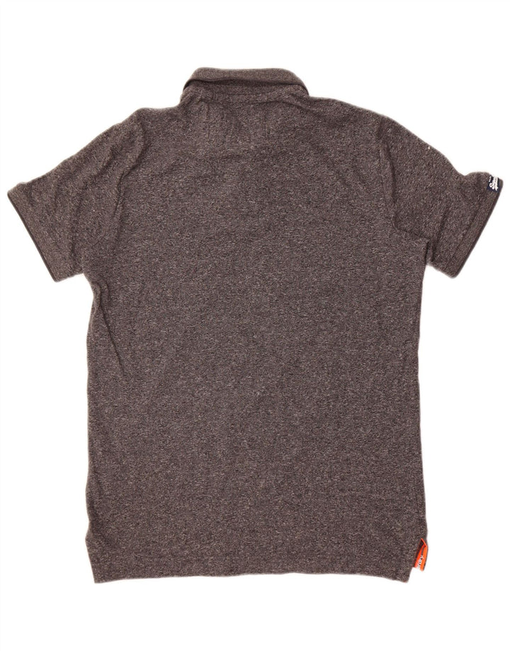 Superdry Mens Polo Shirt Small Grey Flecked Cotton