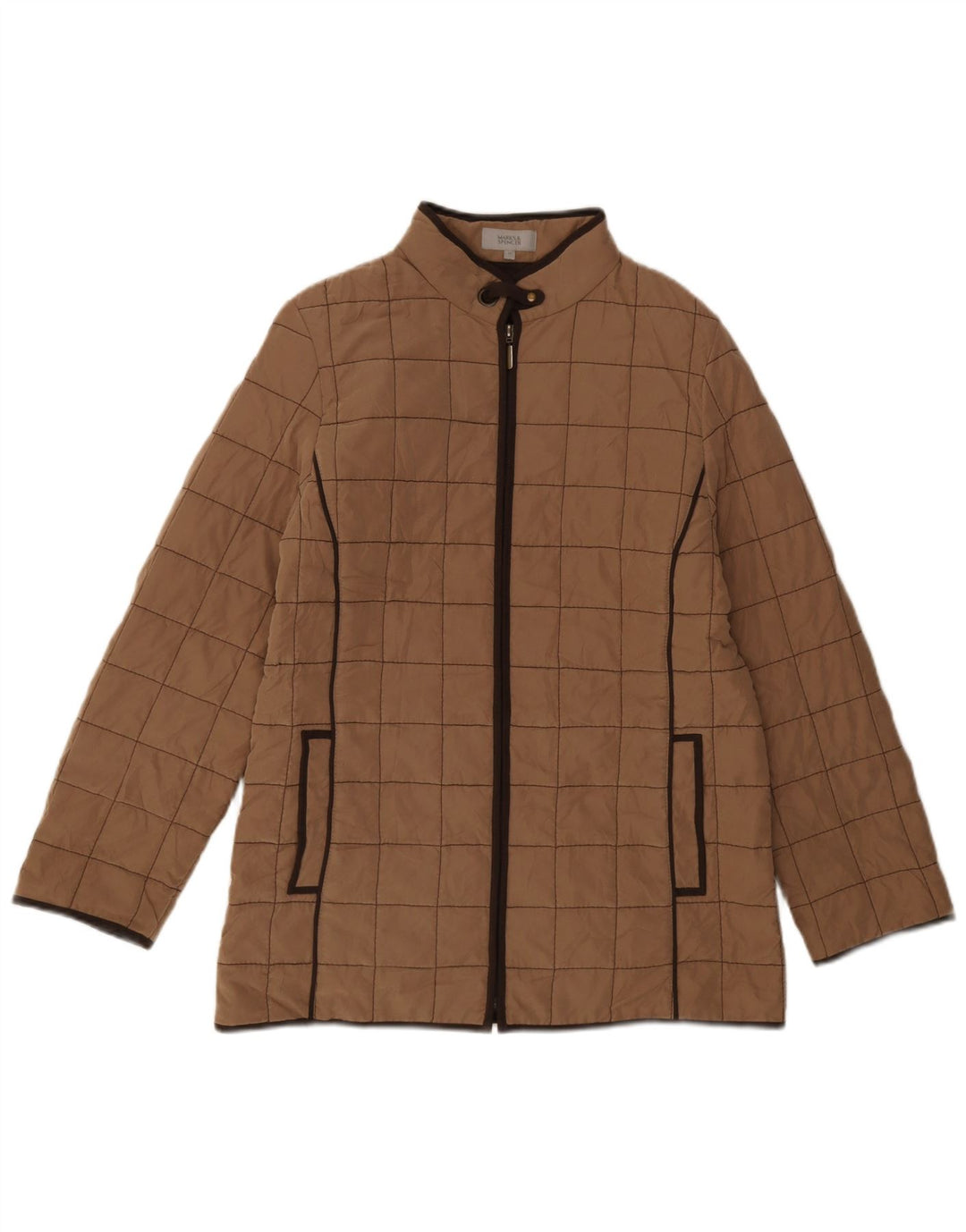 Marks & Spencer Womens Padded Jacket UK 12 Medium Brown Polyester