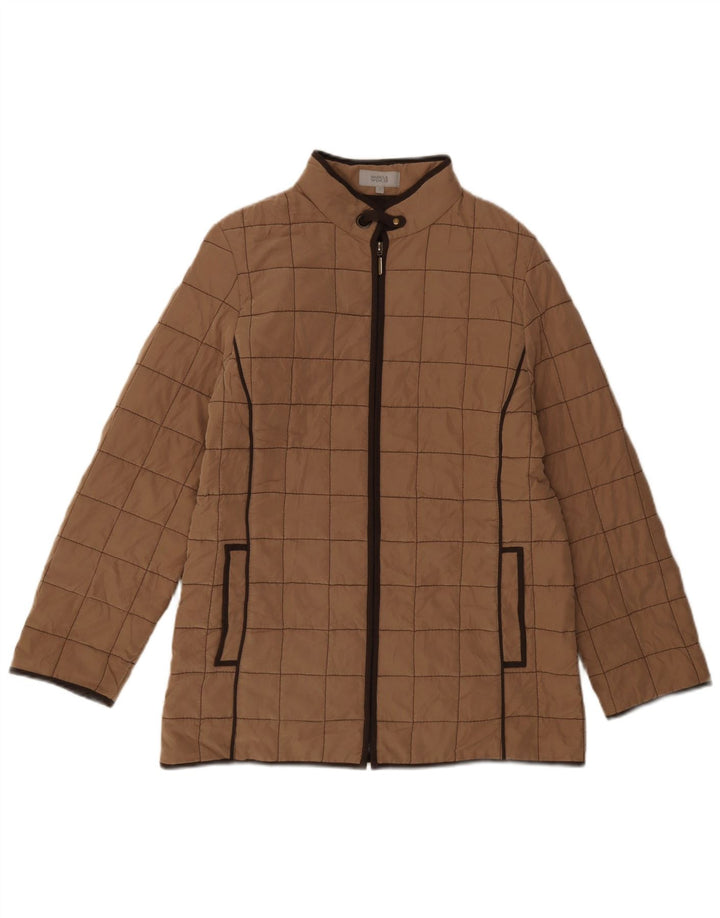 Marks & Spencer Womens Padded Jacket UK 12 Medium Brown Polyester
