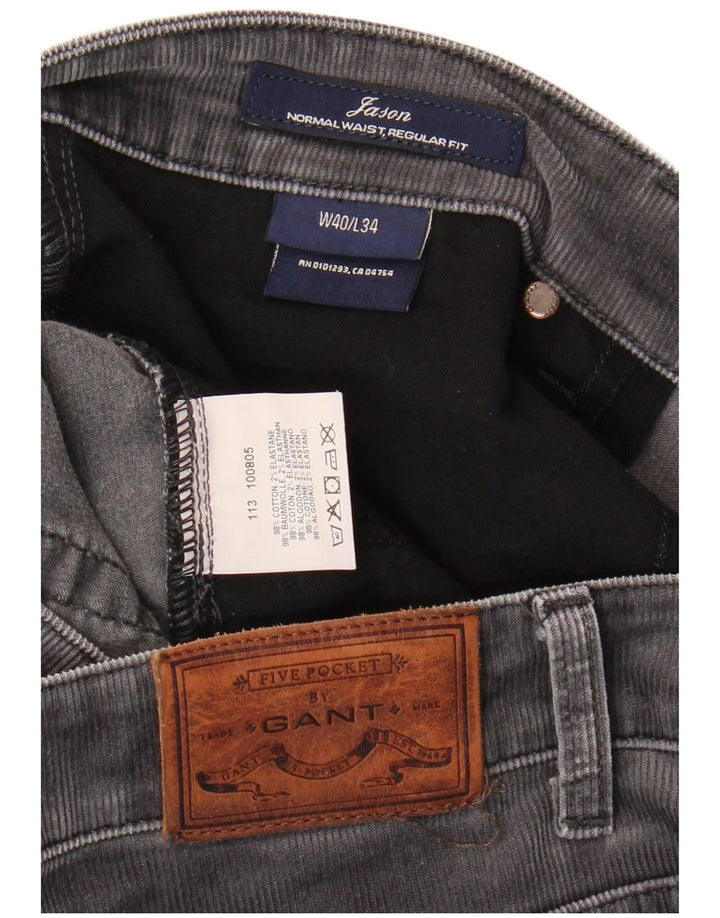 GANT Mens Jason Regular Fit Straight Corduroy Trousers W40 L34 Grey Cotton