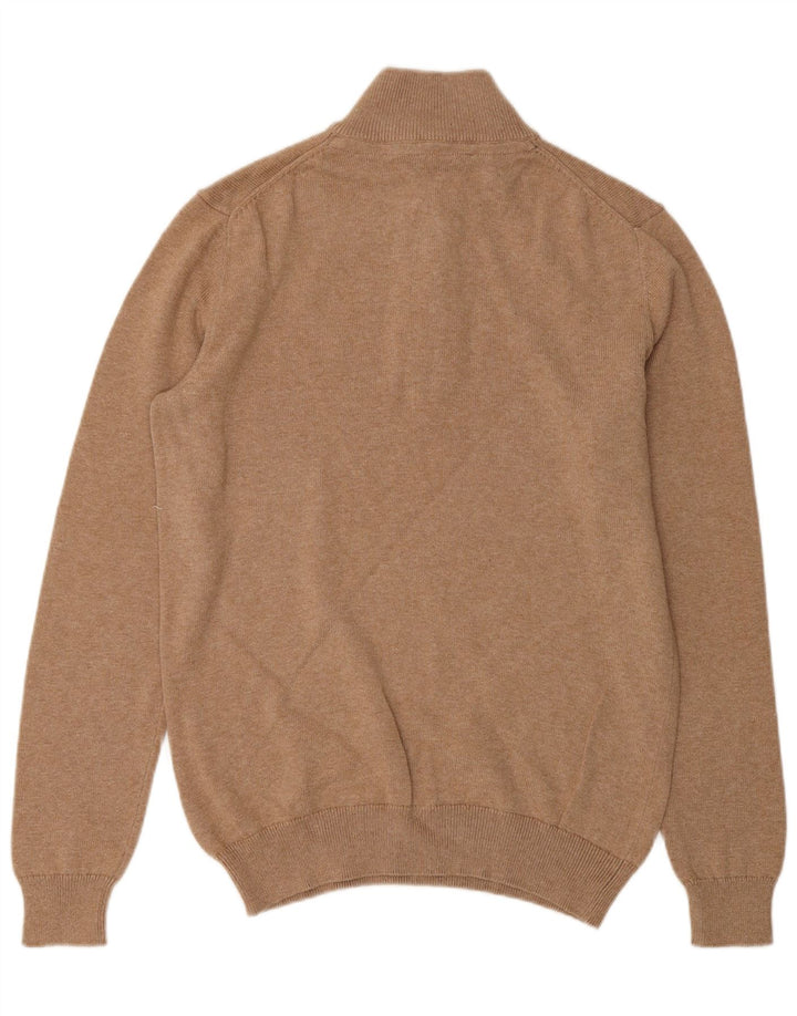 Crew Clothing Mens Zip Neck Jumper Sweater Small Beige Cotton