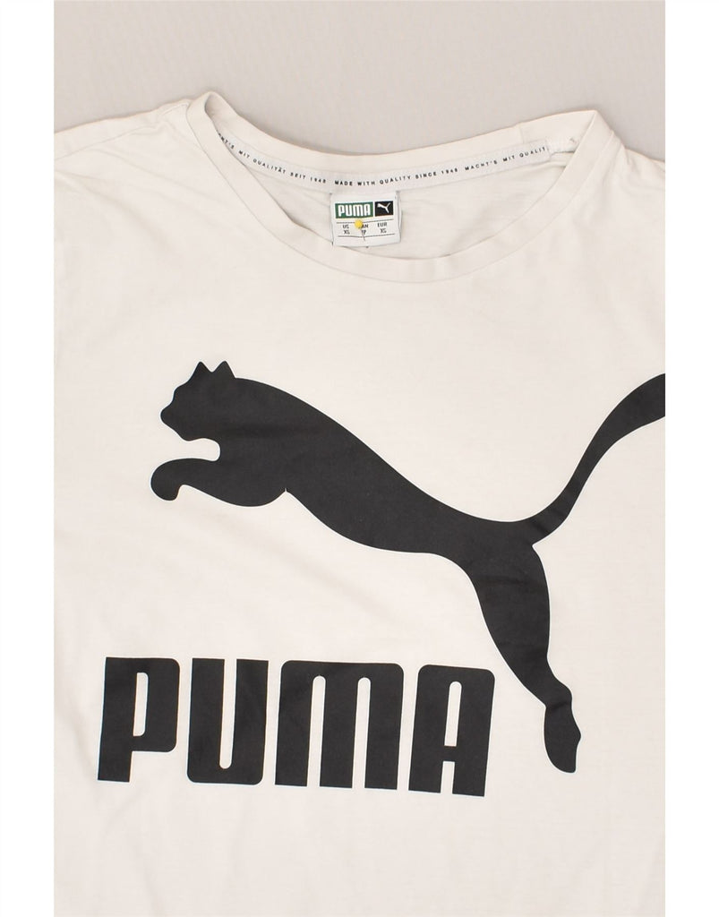 PUMA Mens Graphic T-Shirt Top XS White Cotton | Vintage Puma | Thrift | Second-Hand Puma | Used Clothing | Messina Hembry 