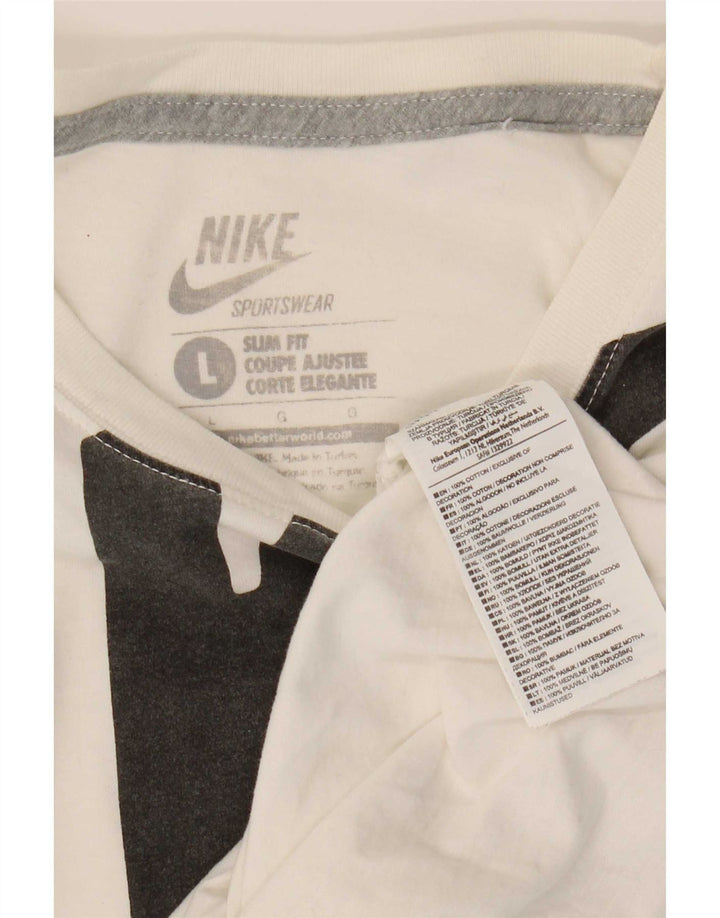 Nike Mens Slim Fit Graphic T-Shirt Top Large White Cotton