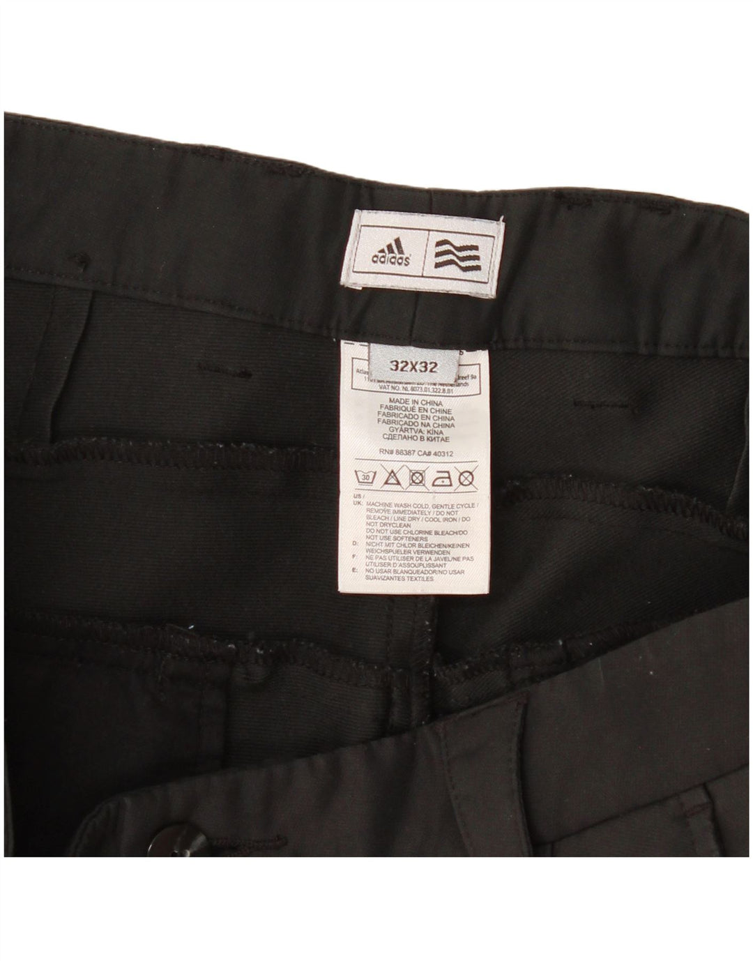 Adidas Mens Straight Casual Trousers W32 L32 Black Polyester