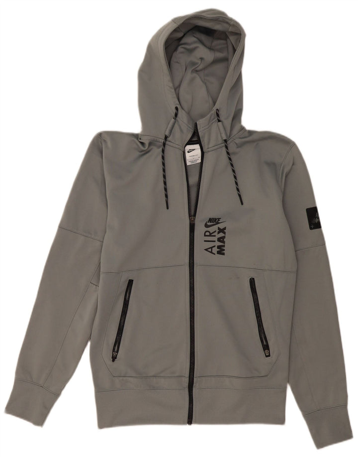 Nike Mens Graphic Zip Hoodie Sweater Small Grey Polyester