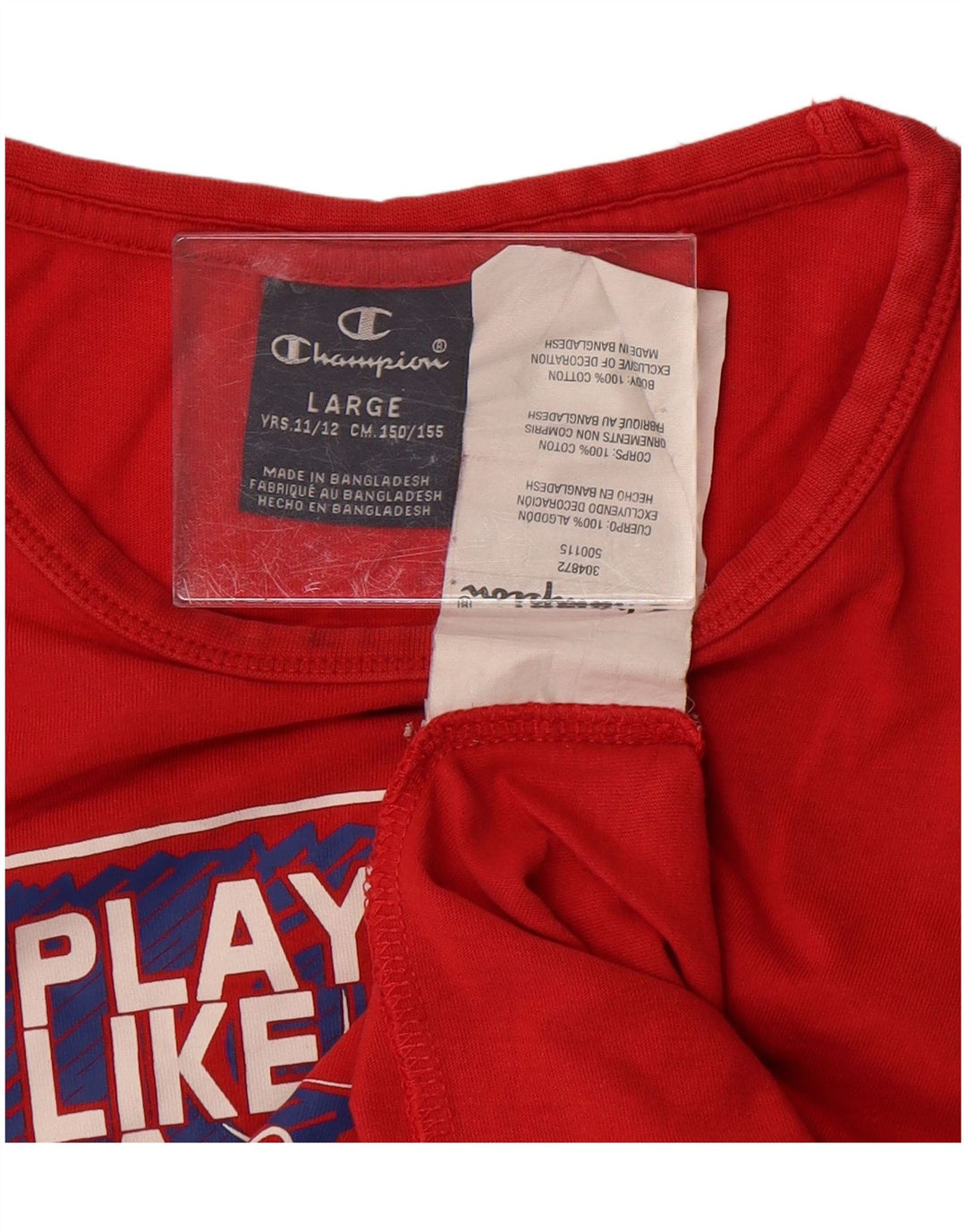 Champion Boys Graphic T-Shirt Top 11-12 Years Large Red Cotton