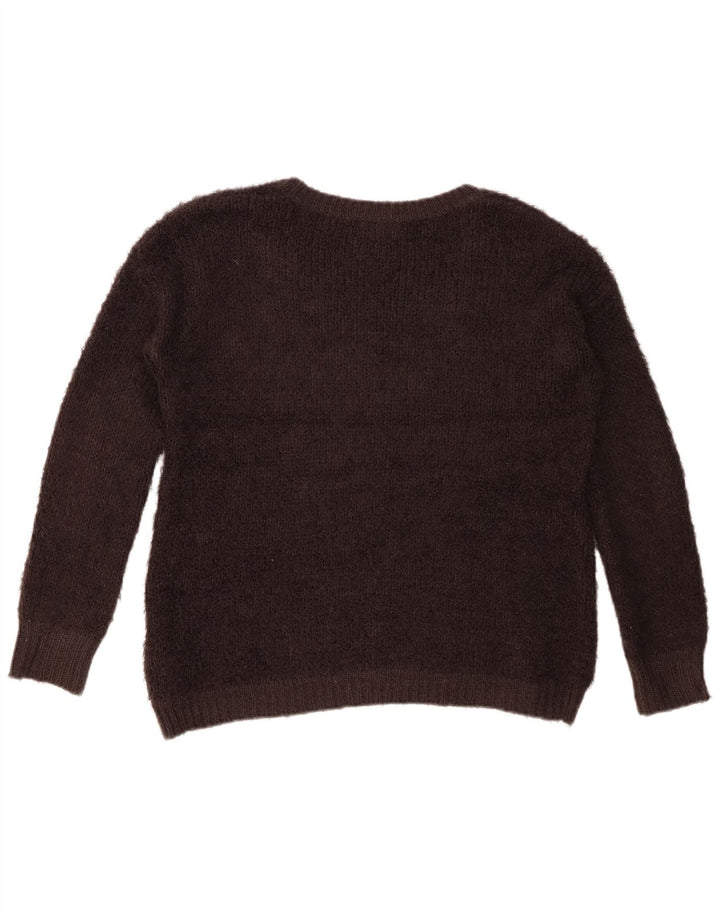 Marks & Spencer Womens Oversized Boat Neck Jumper Sweater UK 10 Small Brown